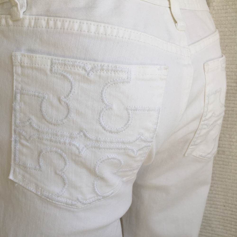 Tory Burch High Rise White Ankle Cropped Jeans 28 - Picture 7 of 8